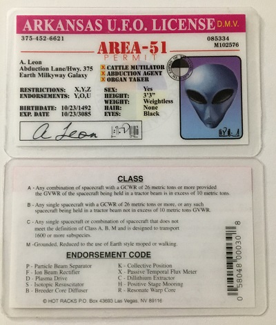 ufo,ufo licennse,alienlicense,aliendriverslicense,arkansasufolicense,alienproduct