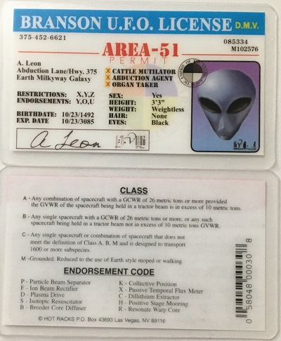 branson, branson ufo, ufo license, alien
