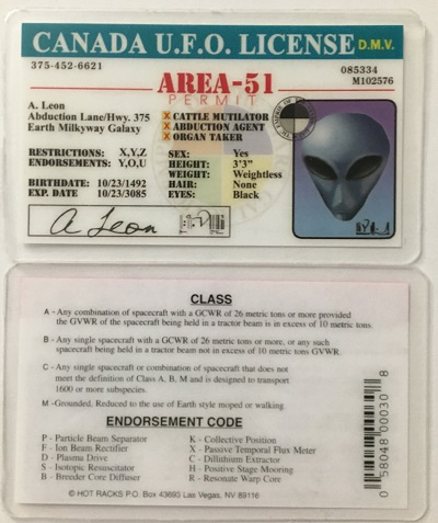 canada ufo, ufo license, alien