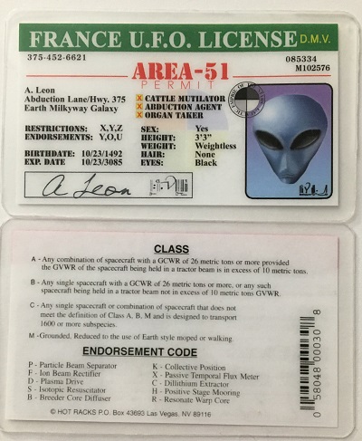 france ufo, ufo license, alien, ufo