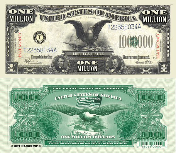 money, million, million dollar, million dollar bill, 100 percent cotton bill, cotton paper