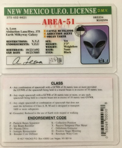 ufo, ufo license, alien license, alien drivers license, newmexico, 
 alien products











































 ufo license, alien products

