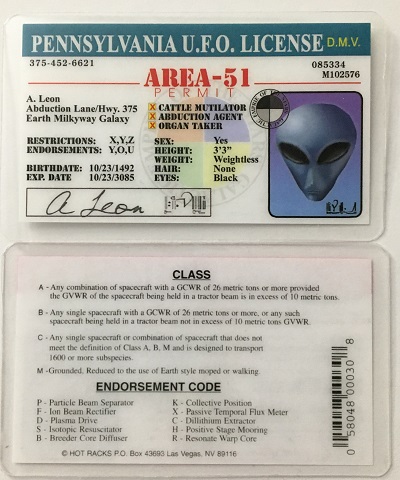 Alien,alien license,ufo,alien,license,pennsylvania,pennsylvaniaufo,drivers license,alien drivers license 
