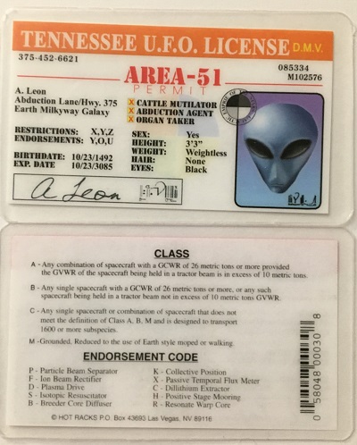 Alien,alien license,ufo,alien,license,tennessee ,tennessee ufo,drivers license,alien drivers license,area_51
