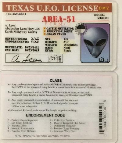 Alien,alien license,ufo,alien,license,texas ,texas ufo,drivers license,alien drivers license,area_51
